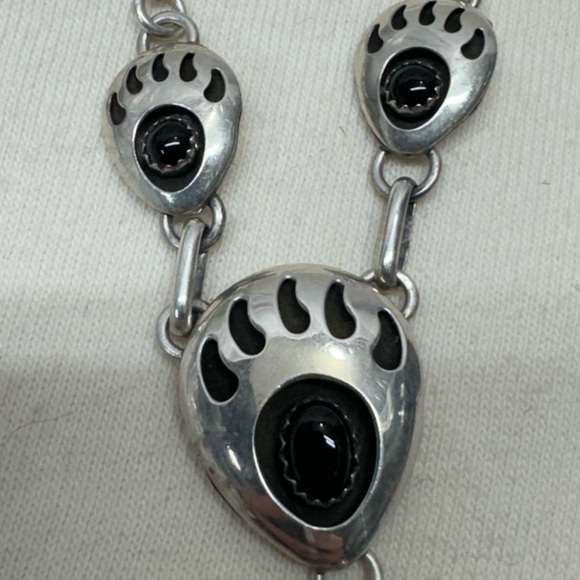 Native American Indian Navajo Kathleen Chavez Necklace Earring Set Bear Claw - Picture 4 of 15